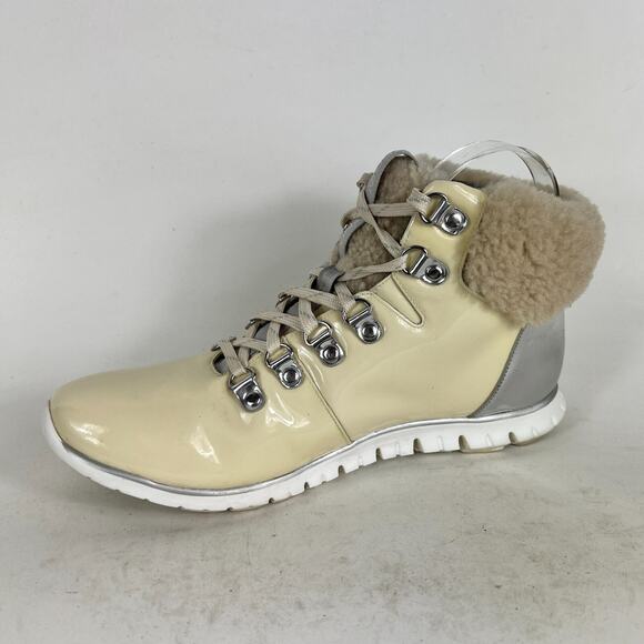 Cole Haan Zerogrand Winter Snow Boots Women's 8.5 Ivory Leather Shearling W09835 - Picture 6 of 10